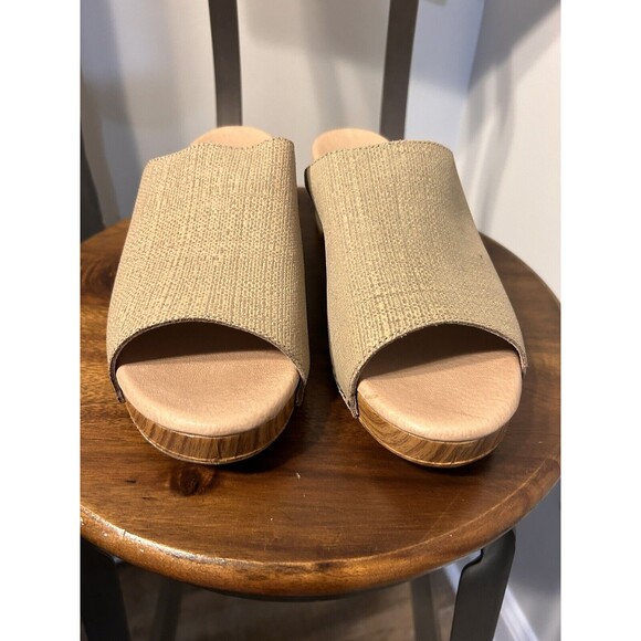 DANSKO Maci Open Toe Platform Mule Women’s 11 EU 42 Taupe Leather Block Heel - Picture 2 of 7